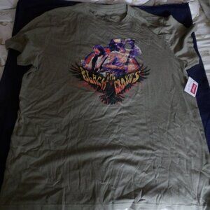 Wrangler The Black Crows T-Shirt Size XL Army Green Classic Fit 100% Cotton